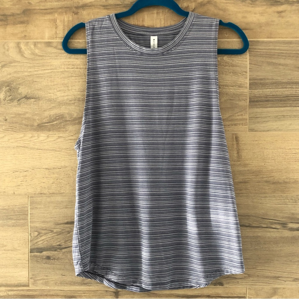 Athleta Striped Tank Blue Gray Size M